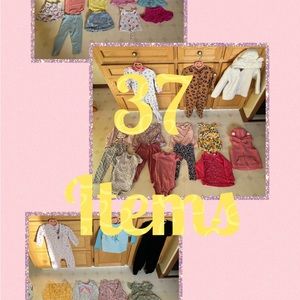 37 Item Bundle - Toddler Girls 12m to 24m Sized Shirts Leggings Hoodie Vests